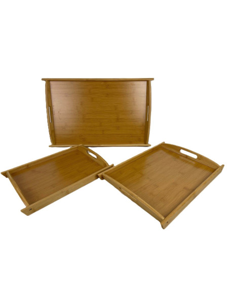 Ceruzo Dienbladen - set van 3 Serveerbladen - Bamboe