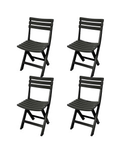 Gerimport Praktische Klapstoelen set 4 x vouwstoel zwart Praktisch Inklapbaar Tuin Eetkamer -
