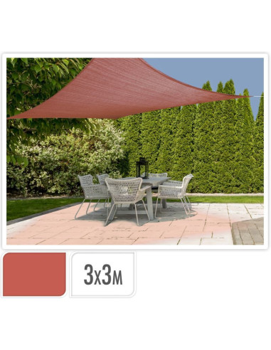 Schaduwdoek vierkant 3 x 3 meter - terra