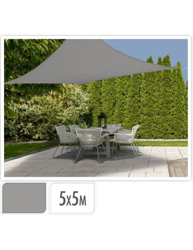 Schaduwdoek vierkant 5 x 5 meter - lichtgrijs