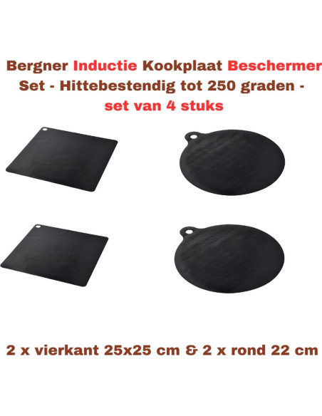 Bergner Inductie Beschermer Set - Hittebestendig tot 250 graden - set van 4 stuks