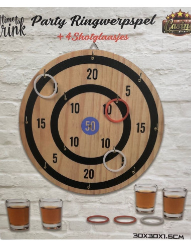 Ringwerpspel met 4 Shotglaasjes