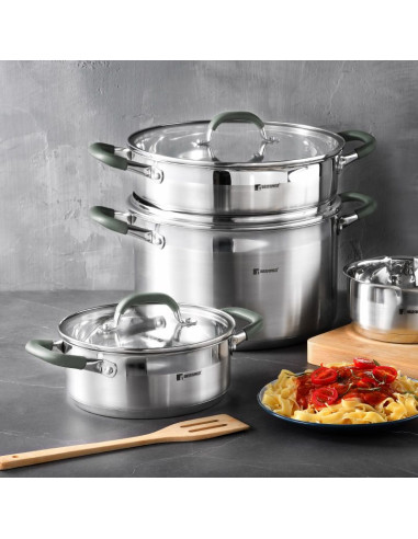 Bergner Midnight RVS Kookpan met  Deksel -...