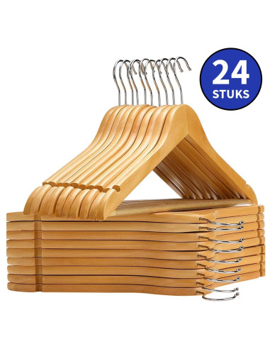 Ceruzo 24 Houten Kledinghangers - Naturel