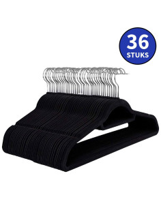 Ceruzo 36 x Anti-slip Kledinghangers met Broeklat - Zwart