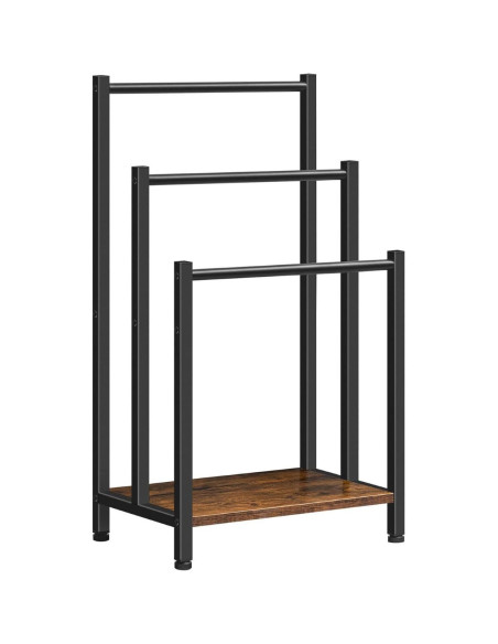 Ceruzo Handdoekrek - Metaal met MDF -  3 Armen - Vrijstaand - Mat Zwart