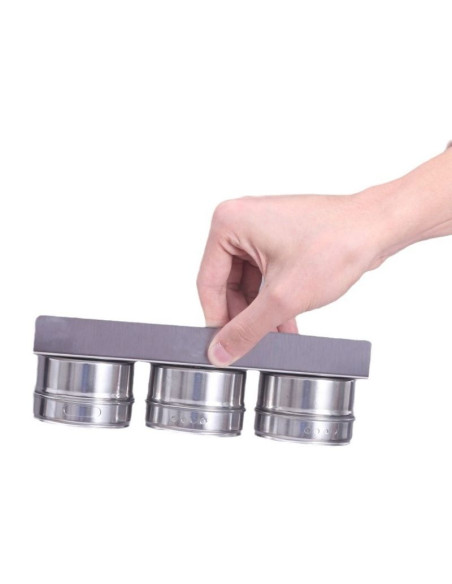 Ceruzo Kruidenrek Magnetisch - 9 RVS Kruidenpotjes
