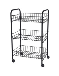 Ceruzo Keukentrolley - 3 Draadmanden - op Wieltjes - Zwart