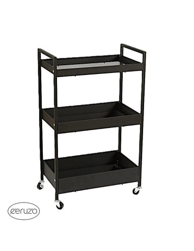 Ceruzo Keukentrolley - 3 Lagen - Metaal - Zwart