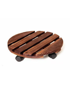 Ceruzo Plantentrolley met Wieltjes - Rond 30 cm - Hout