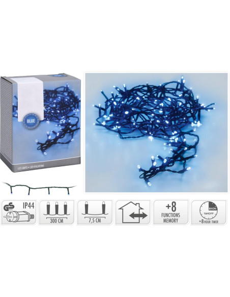 Kerstverlichting 40 led - 3m - blauw - Timer - Lichtfuncties - Geheugen - Buiten