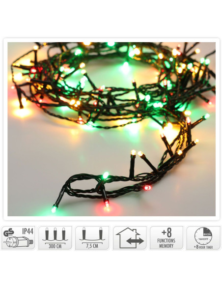 Kerstverlichting 480 led- 36m - three tone traditional - Timer - Lichtfuncties - Geheugen - Buiten