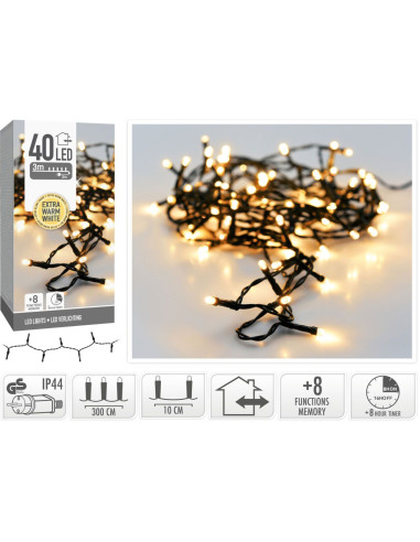 Kerstverlichting 40 led- 3m - extra warm wit -...