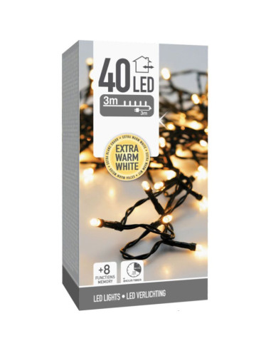 Kerstverlichting 40 led- 3m - extra warm wit -...