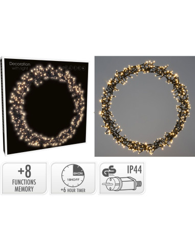 Kerstring met verlichting - 400 LED - Ø48 cm -...