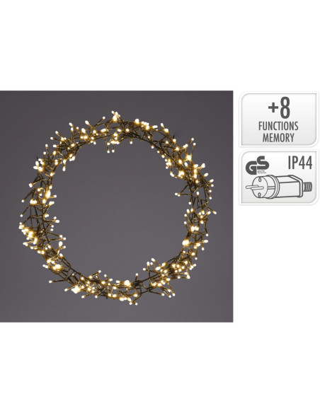 Kerstring met verlichting - 500 LED - Ø58 cm - warm wit - 8 Lichtfuncties - voor binnen en buiten