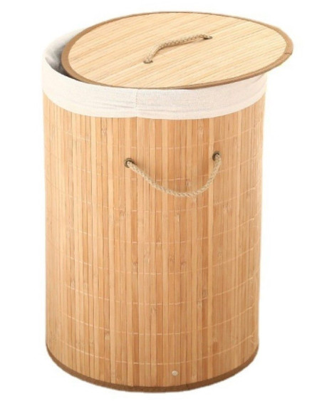 Ceruzo Wasmand met Deksel - Bamboe - Rond - 48 Liter