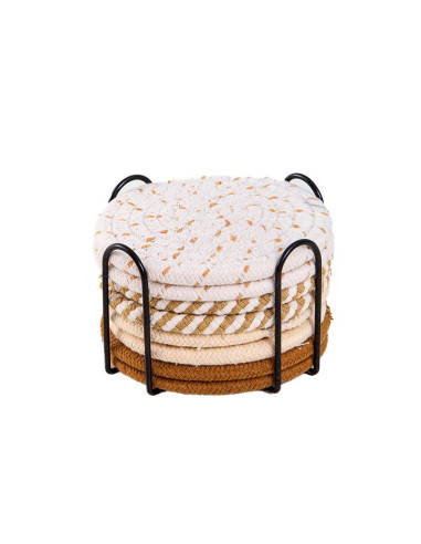 Ceruzo Onderzetters met Houder - Set van 8 - Creme