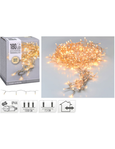 LED-verlichting - 180 LED - 13.5 meter - warm wit - transparant snoer