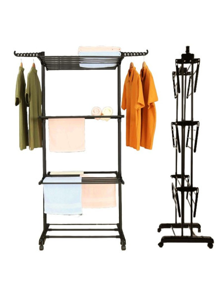 Ceruzo Wasrek Inklapbaar - 75x64x178 cm - Zwart