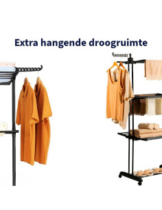 Ceruzo Wasrek Inklapbaar - 75x64x178 cm - Zwart 2