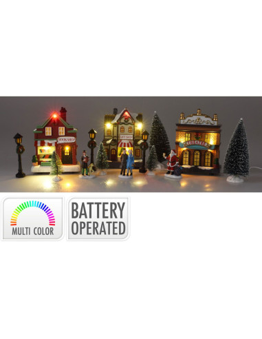 Dorpstraat met Verlichte Kersthuisjes -...