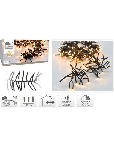 Clusterverlichting - 2016 LED - 14.6m - Timer -...