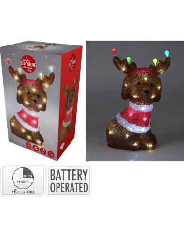 Kerstfiguur Acryl - Hond met LED - 35cm