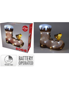 Kerstfiguur Acryl - Vogel op Laars - LED - 28cm