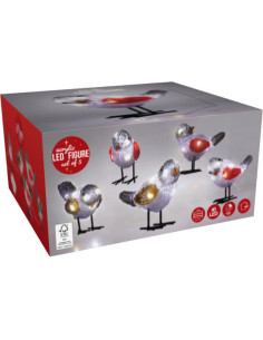 Kerstfiguur Acryl - Vogels - LED - set van 5 2