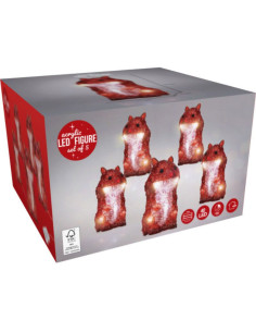 Kerstfiguur Acryl - Eekhoorns - LED - set van 5 2