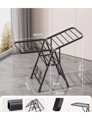 Ceruzo Droogrek - Inklapbaar - Zwart