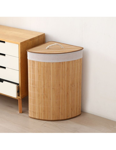 Ceruzo Bamboe Wasmand - Hoek Model - 72L - Naturel