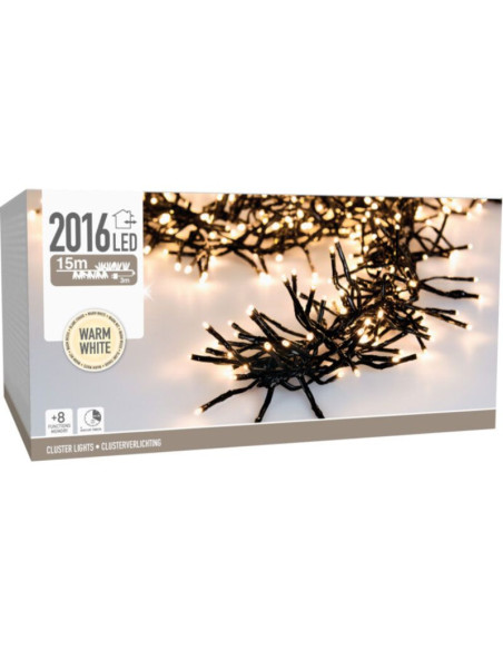 Clusterverlichting - 2016 LED - 14.6m - Timer - Lichtfuncties - warm wit