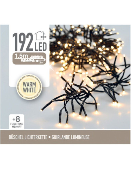 Clusterverlichting - 192 LED - 1.4m - Timer - Lichtfuncties - warm wit