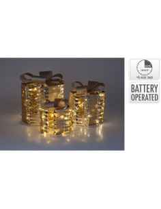 Kerstgifts met Verlichting - 3 stuks - goud