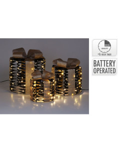 Kerstgifts met Verlichting - 3 stuks - zwart