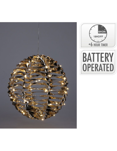 Verlichte Bal - Goud - 25 cm - 60 led