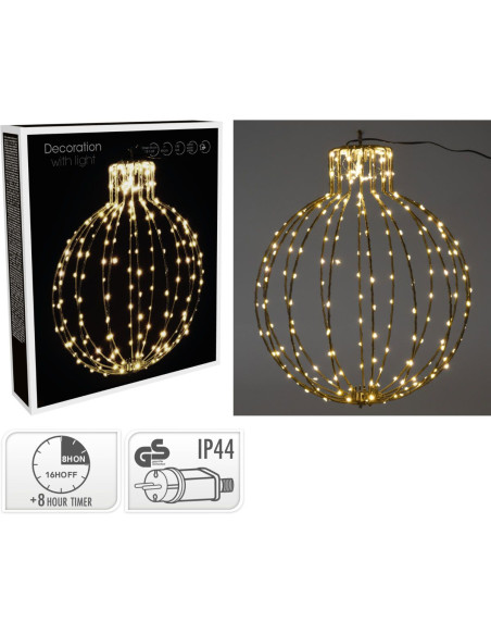 Verlichte Kerstbal - 45cm - Zwart Frame