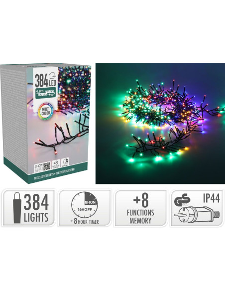 Treecluster Kerstboomverlichting - 384led - multicolor