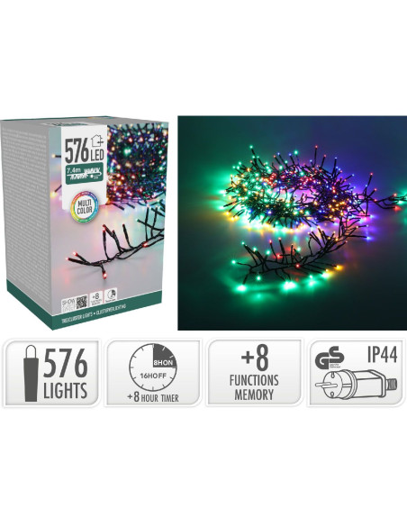 Treecluster Kerstboomverlichting - 576led - multicolor