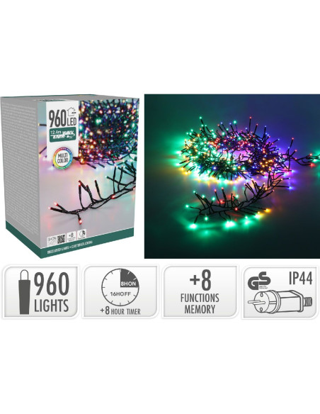 Treecluster Kerstboomverlichting - 960led - multicolor