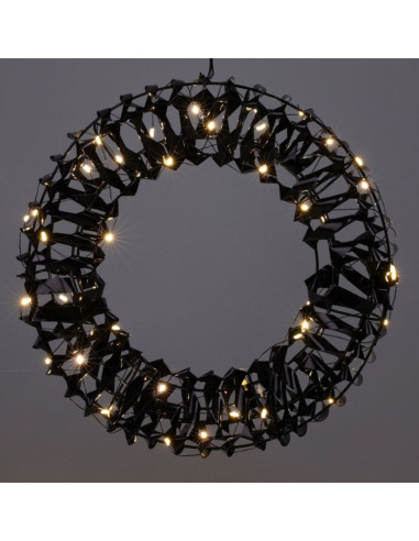 Verlichte Krans - Zwart - 30 cm - 50 led