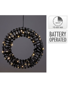 Verlichte Krans - Zwart - 30 cm - 50 led 2