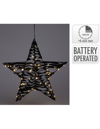 Verlichte Kerstster - Zwart - 40 cm - 60 led