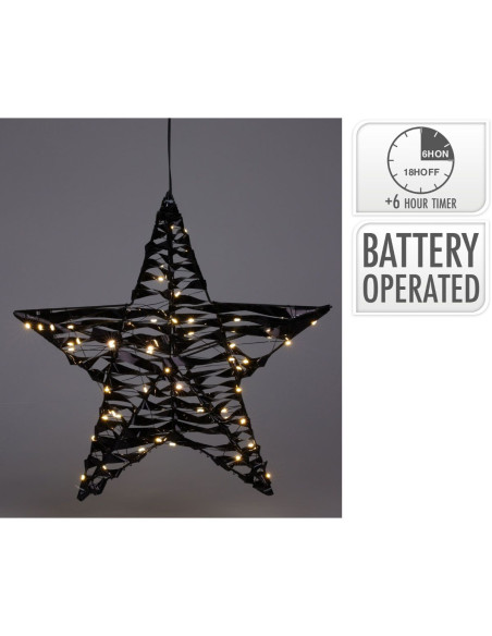 Verlichte Kerstster - Zwart - 40 cm - 60 led