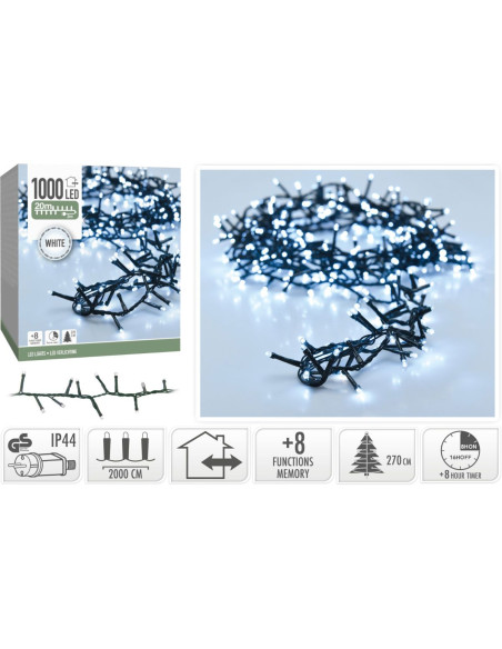 Microcluster - 1000 led - 20m - wit - Timer - Lichtfuncties - Geheugen - Buiten