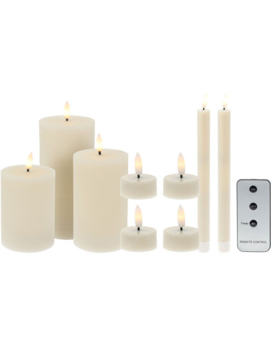 Led Kaarsenset met Afstandsbediening - 9-delig