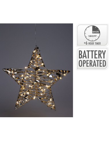 Verlichte Kerstster - Goud - 40 cm - 60 led