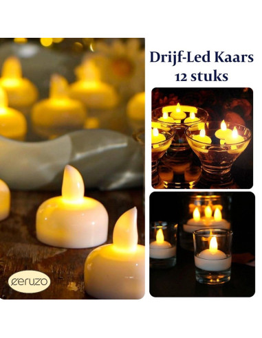 LED Drijfkaarsjes - 12 stuks